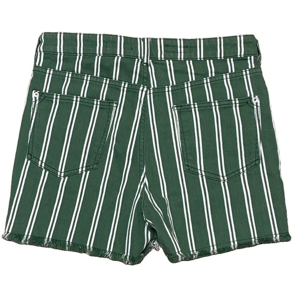 Pilcro Anthropologie Women’s Green Striped Cut Off Shorts Size 30 - Picture 2 of 7